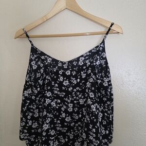 Forever 21 Black and White Floral Tank Top